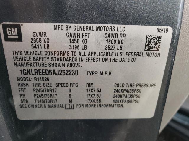 1GNLREED5AJ252230 - 2010 CHEVROLET TRAVERSE LS GRAY photo 13