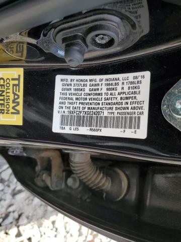 19XFC2F7XGE242071 - 2016 HONDA CIVIC EX BLACK photo 12