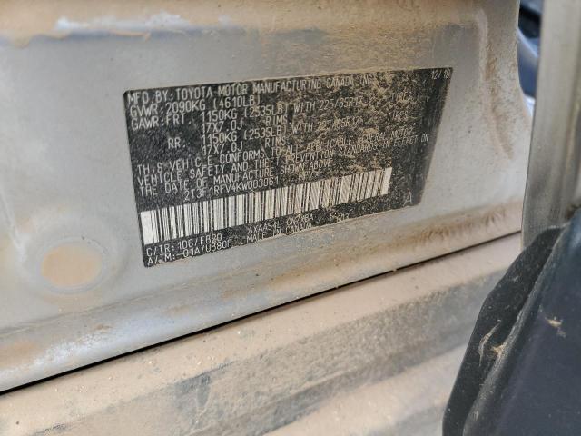 2T3F1RFV4KW003061 - 2019 TOYOTA RAV4 LE SILVER photo 12