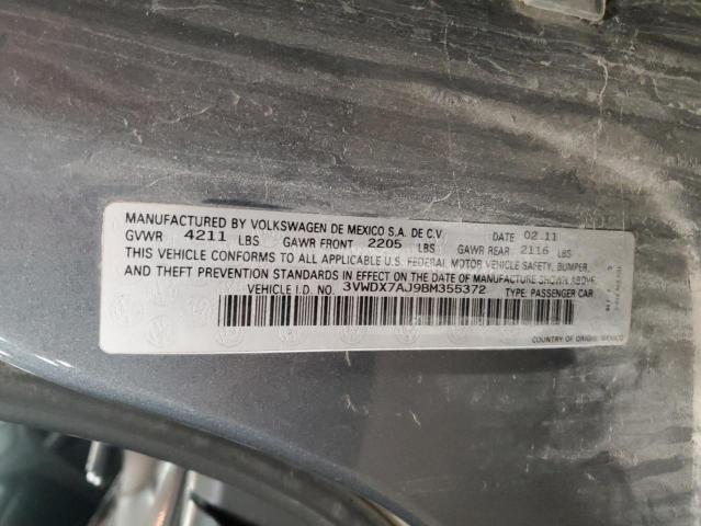 3VWDX7AJ9BM355372 - 2011 VOLKSWAGEN JETTA SE GRAY photo 12