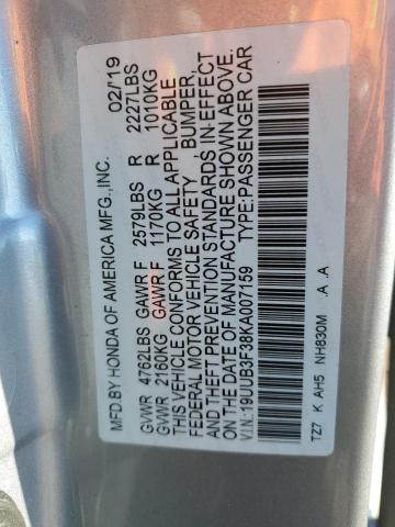 19UUB3F38KA007159 - 2019 ACURA TLX 银色 照片 13