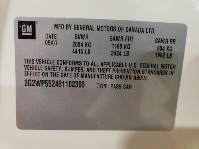2G2WP552481102306 - 2008 PONTIAC GRAND PRIX 白色 照片 12