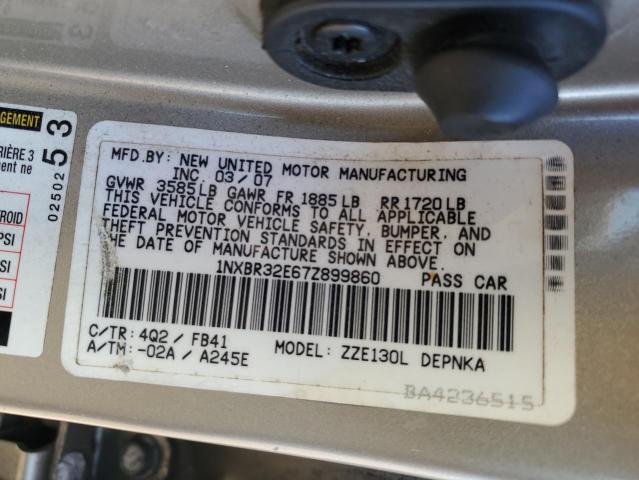 1NXBR32E67Z899860 - 2007 TOYOTA COROLLA CE GOLD photo 13