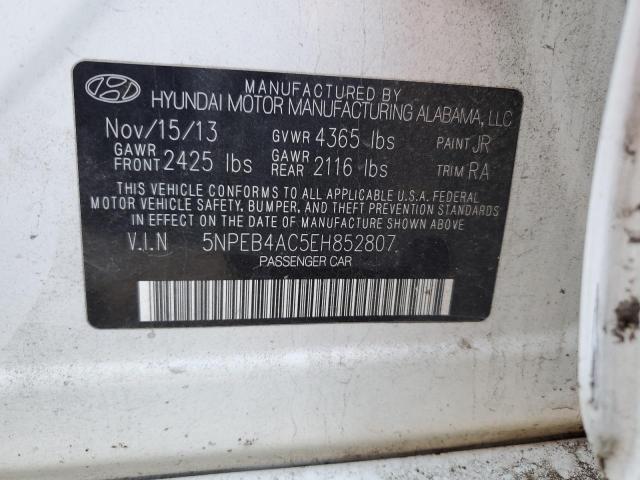 5NPEB4AC5EH852807 - 2014 HYUNDAI SONATA GLS WHITE photo 12