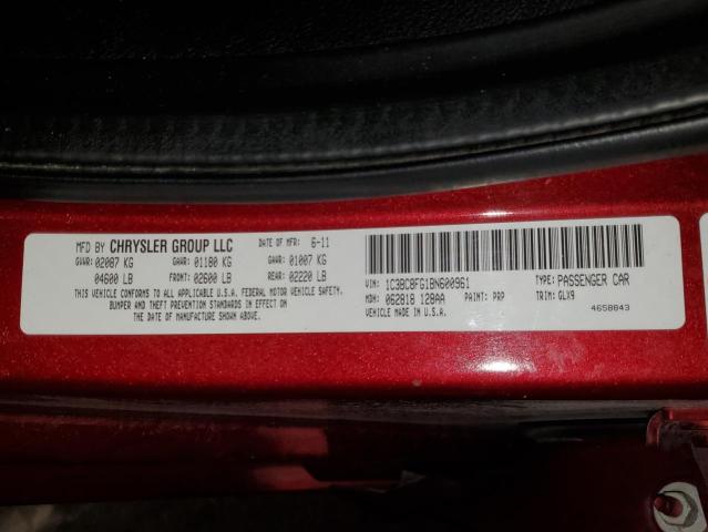 1C3BC8FG1BN600961 - 2011 CHRYSLER 200 S RED photo 12