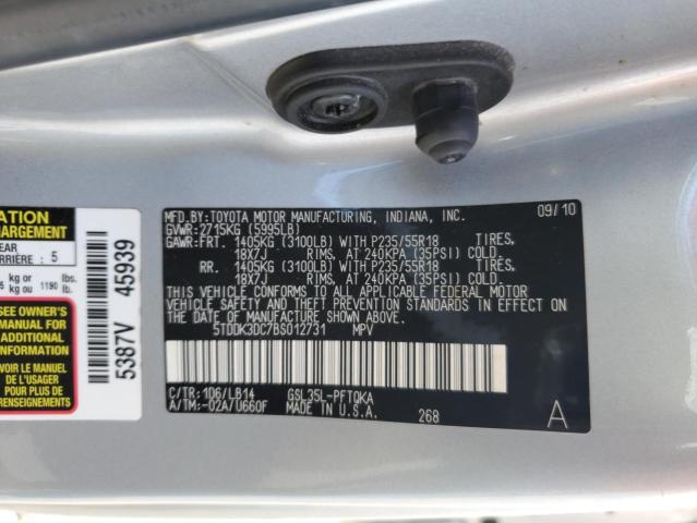 5TDDK3DC7BS012731 - 2011 TOYOTA SIENNA XLE Silber Foto 13