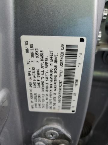 1HGCP26739A195397 - 2009 HONDA ACCORD EX SILVER photo 12