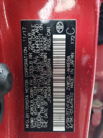 JTDKARFPXH3062594 - 2017 TOYOTA PRIUS PRIM 红色 照片 12