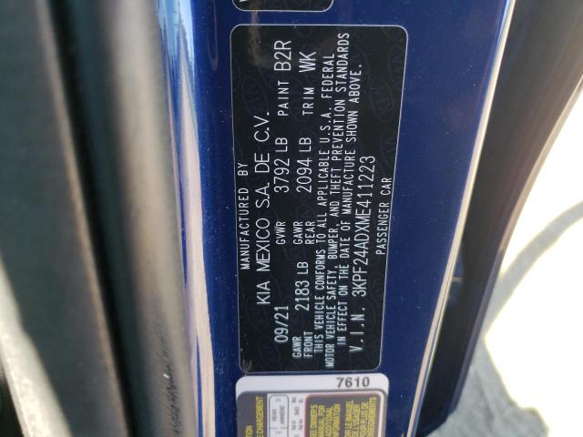 3KPF24ADXME411223 - 2021 KIA FORTE FE 蓝色 照片 12