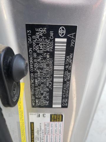 JTKJF5C71D3065901 - 2013 TOYOTA SCION TC 银色 照片 12