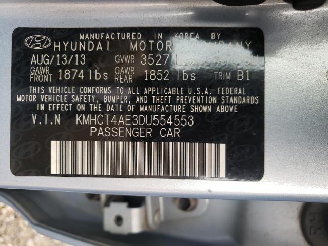 KMHCT4AE3DU554553 - 2013 HYUNDAI ACCENT GLS ლურჯი ფოტო 12