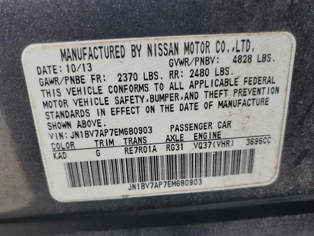 JN1BV7AP7EM680903 - 2014 INFINITI Q50 BASE ნაცრისფერი ფოტო 12