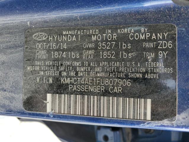 KMHCT4AE1FU807906 - 2015 HYUNDAI ACCENT GLS BLUE photo 12