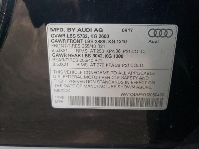 WA1C4AFY0J2050420 - 2018 AUDI SQ5 PRESTIGE BLACK photo 12