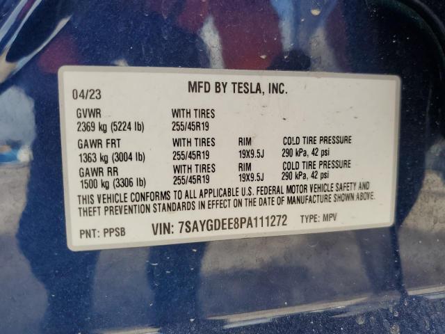 7SAYGDEE8PA111272 - 2023 TESLA MODEL Y BLUE photo 13