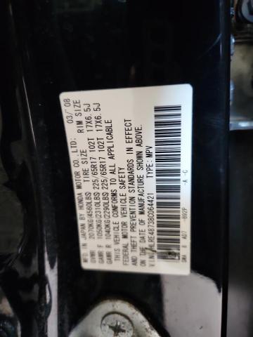 JHLRE48738C064421 - 2008 HONDA CR-V EXL BLACK photo 13