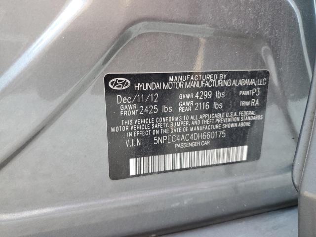5NPEC4AC4DH660175 - 2013 HYUNDAI SONATA SE Сұр фото 12