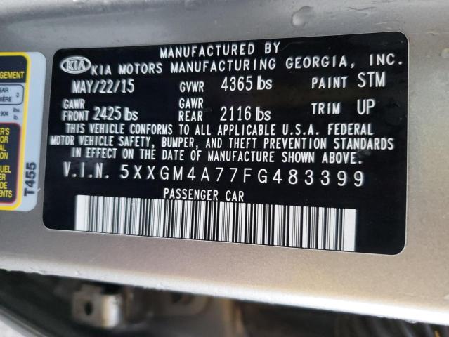 5XXGM4A77FG483399 - 2015 KIA OPTIMA LX SILVER photo 12