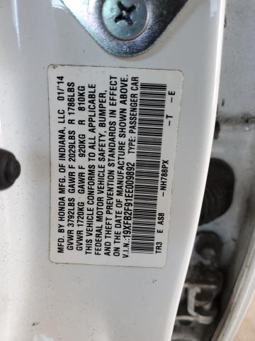 19XFB2F91EE009892 - 2014 HONDA CIVIC EXL Սպիտակ լուսանկար 12