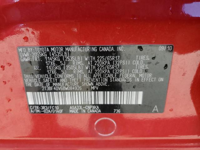 2T3BF4DV6BW084926 - 2011 TOYOTA RAV4 RED photo 14