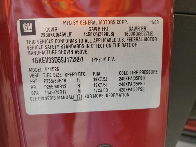 1GKEV33D59J172897 - 2009 GMC ACADIA SLT-2 წითელი ფოტო 13