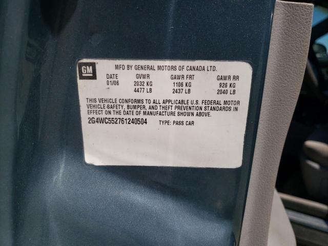 2G4WC552761240504 - 2006 BUICK LACROSSE CX Bleu photo 12