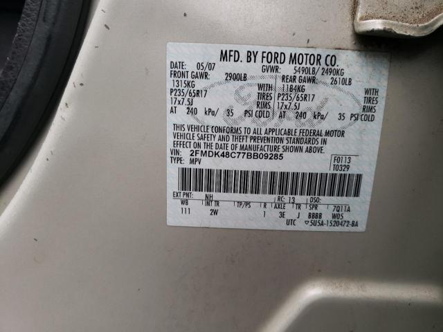 2FMDK48C77BB09285 - 2007 FORD EDGE SEL WHITE photo 13