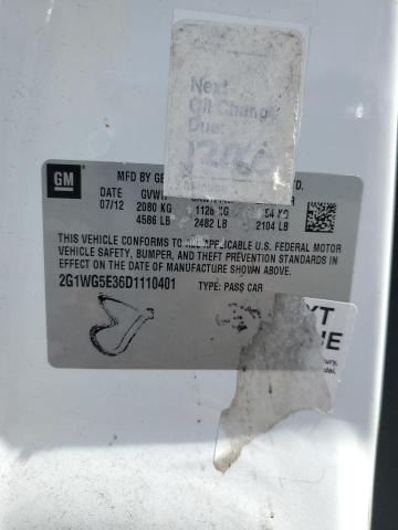 2G1WG5E36D1110401 - 2013 CHEVROLET IMPALA LT WHITE photo 12