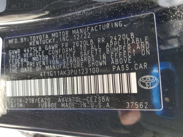 4T1G11AK3PU123100 - 2023 TOYOTA CAMRY SE NIGHT SHADE BLACK photo 13