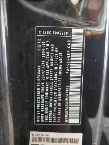 WVWAB7AJ3CW247903 - 2012 VOLKSWAGEN GOLF შავი ფოტო 12