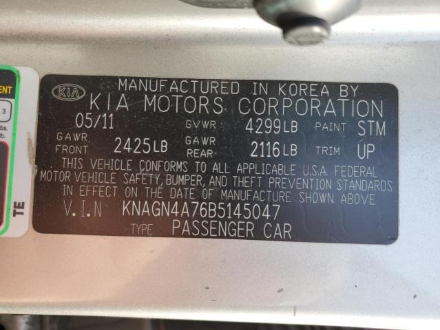 KNAGN4A76B5145047 - 2011 KIA OPTIMA EX SILVER photo 13