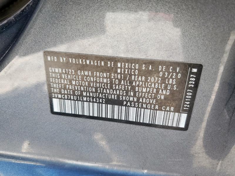 3VWCB7BU1LM054342 - 2020 VOLKSWAGEN JETTA S GRAY photo 12