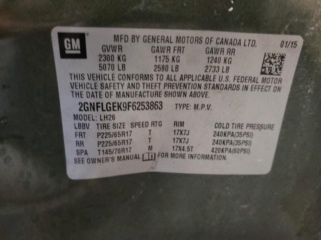 2GNFLGEK9F6253863 - 2015 CHEVROLET EQUINOX LT GREEN photo 12