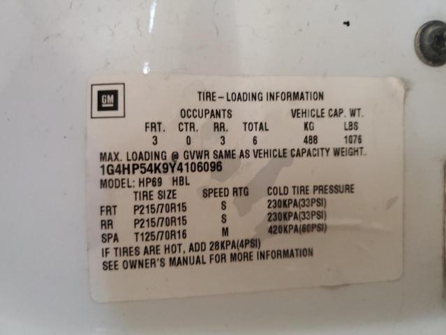 1G4HP54K9Y4106096 - 2000 BUICK LESABRE CUSTOM WHITE photo 12