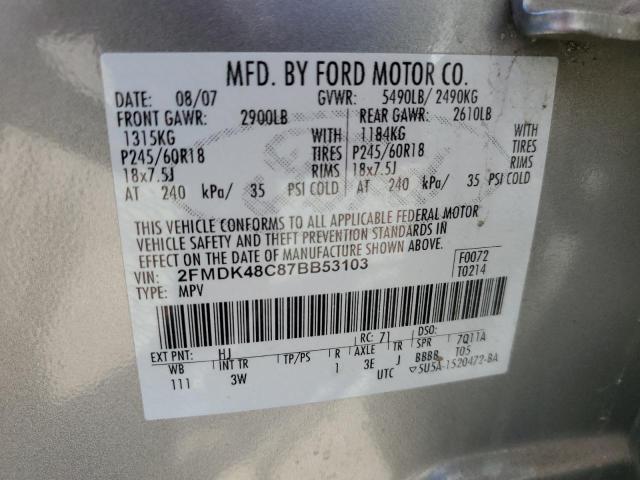2FMDK48C87BB53103 - 2007 FORD EDGE SEL SILVER photo 14