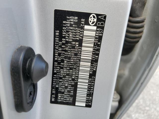 5YFBURHE6GP560493 - 2016 TOYOTA COROLLA L SILVER photo 13