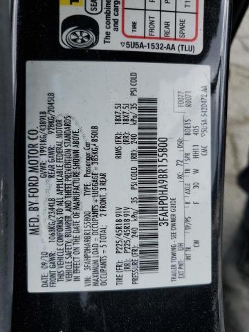 3FAHP0HA9BR155800 - 2011 FORD FUSION SE BLACK photo 12