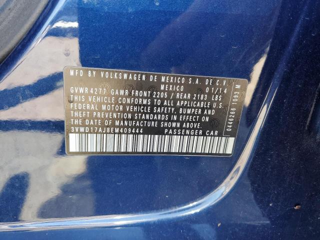 3VWD17AJ8EM409444 - 2014 VOLKSWAGEN JETTA SE BLUE photo 12
