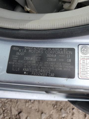 KNAFE121975480122 - 2007 KIA SPECTRA EX SILVER photo 12