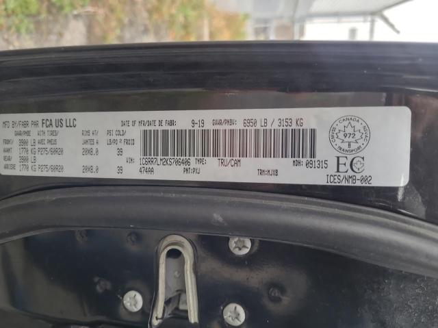 1C6RR7LM2KS706406 - 2019 RAM 1500 CLASS SLT 黑色 照片 10