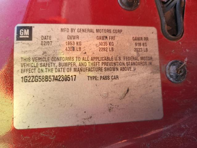 1G2ZG58B574230517 - 2007 PONTIAC G6 BASE 红色 照片 12