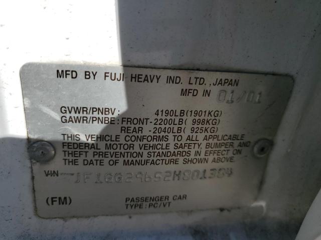 JF1GG29652H801384 - 2002 SUBARU IMPREZA WRX WHITE photo 12