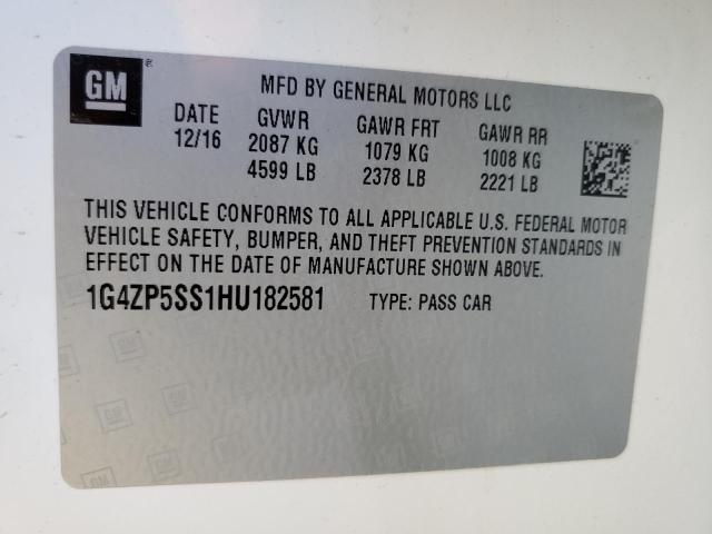 1G4ZP5SS1HU182581 - 2017 BUICK LACROSSE ESSENCE თეთრი ფოტო 12