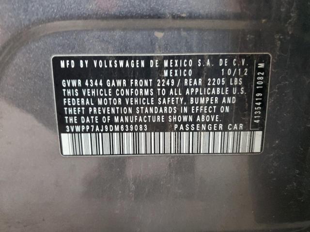 3VWPP7AJ9DM639083 - 2013 VOLKSWAGEN JETTA S GRAY photo 14