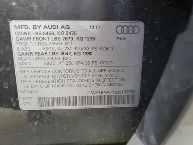 WA1BNAFY6J2103890 - 2018 AUDI Q5 PREMIUM PLUS GRAY photo 13