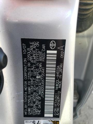 JTDKB20U687720441 - 2008 TOYOTA PRIUS SILVER photo 12