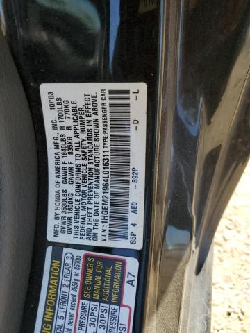 1HGEM21964L016311 - 2004 HONDA CIVIC EX შავი ფოტო 12