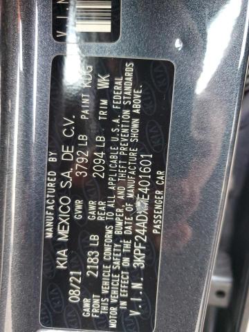 3KPF24ADXME401601 - 2021 KIA FORTE FE 灰色 照片 12