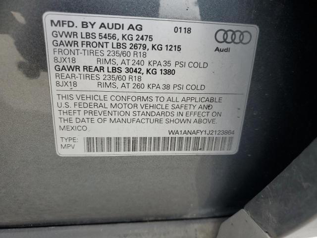 WA1ANAFY1J2123864 - 2018 AUDI Q5 PREMIUM GRAY photo 13