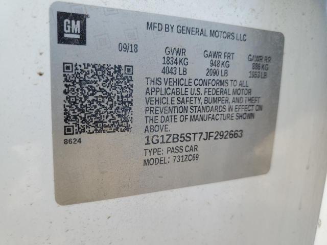 1G1ZB5ST7JF292663 - 2018 CHEVROLET MALIBU LS Biały zdjęcie 12